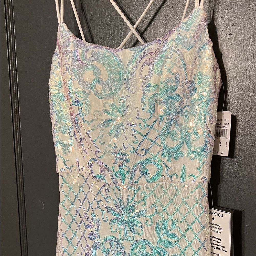 Blondie Nites Holographic Sequined Maxi Dress NWT Macy’s